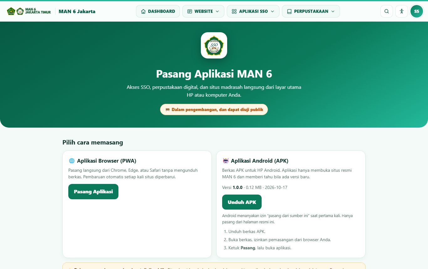 Halaman pasang aplikasi