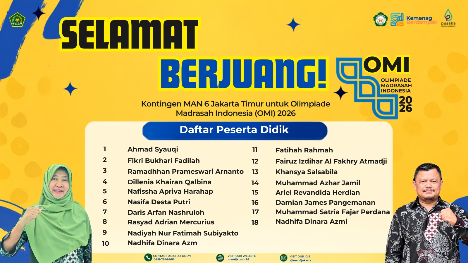 Selamat Berjuang, Kontingen MAN 6 Jakarta Timur di OMI 2026!